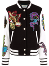 PHILIPP PLEIN EMBROIDERED-PATCHES COLOUR-BLOCK VARSITY JACKET