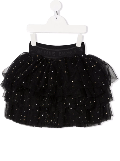 Balmain Teen Crystal-embellished Tutu Skirt In Black