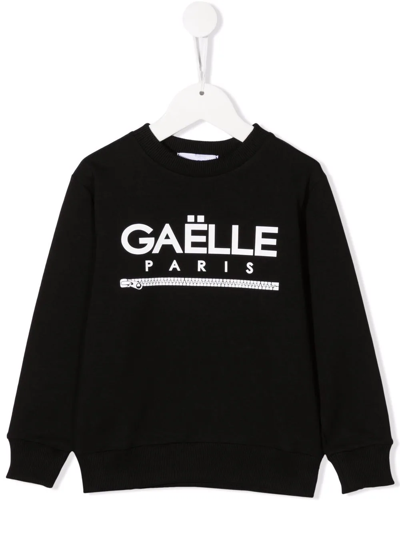 Gaelle Paris Kids' Logo-print Cotton Sweatshirt In Black