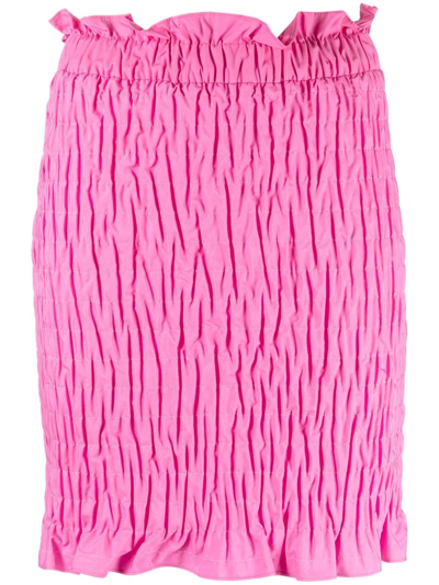 Msgm Shirred-effect Mini Skirt In Fucsia