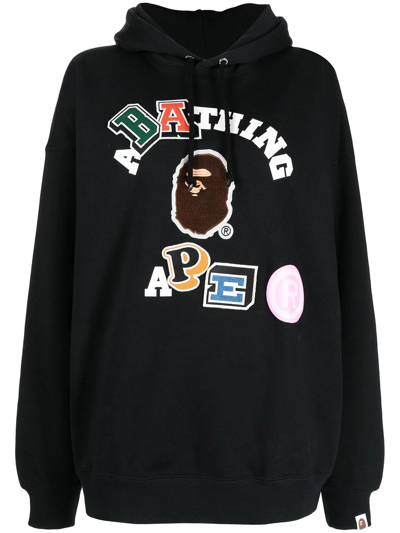 A Bathing Ape Ape Head Logo-print Relaxed Hoodie In Black