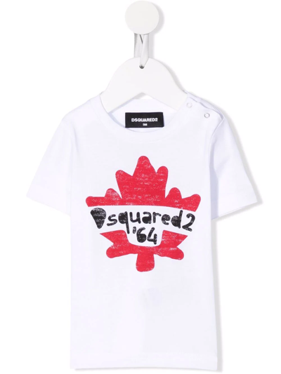 Dsquared2 Babies' Logo印花棉t恤 In White