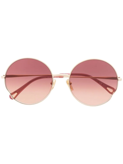 Chloé Round-frame Sunglasses In Gold