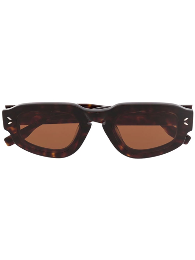 Mcq By Alexander Mcqueen Tortoise Square-frame Sunglasses In Brown