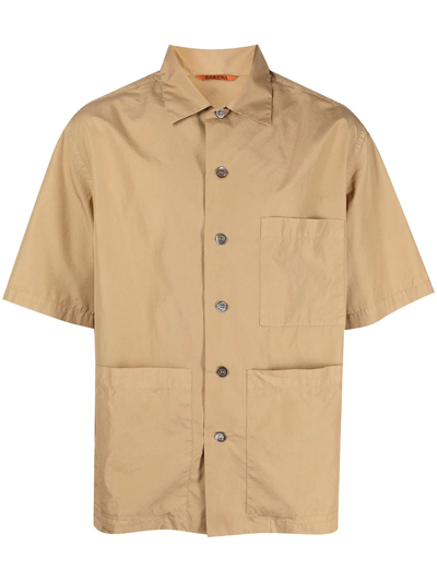 Barena Venezia Short-sleeve Cotton Shirt In Brown