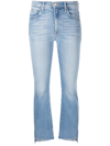 Mother The Tripped Ankle Fray Straight Leg Jeans In Blue