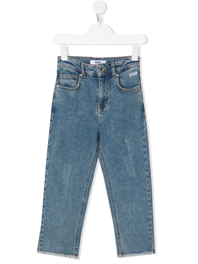 Msgm Kids' Mid-rise Straight-leg Jeans In Blue