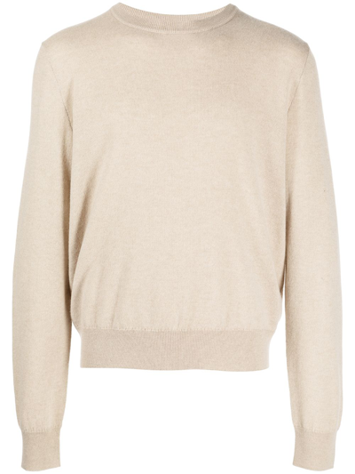 The Row 'benji' Long Sleeve Cashmere Knit Sweater In Brown