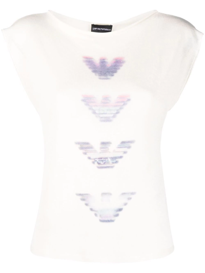 Emporio Armani Logo-print Sleeveless Shirt In Neutrals