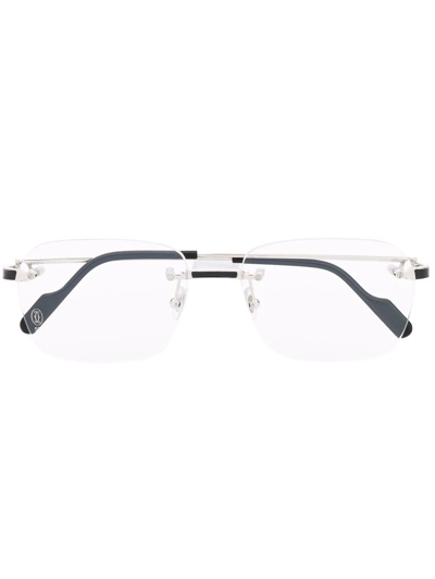Cartier Rimless Square-frame Glasses In Silver