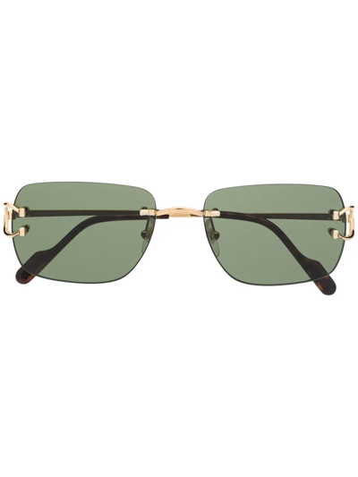 Cartier Rectangle-frame Sunglasses In Gold