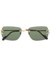 Cartier Rectangle-frame Sunglasses In Gold
