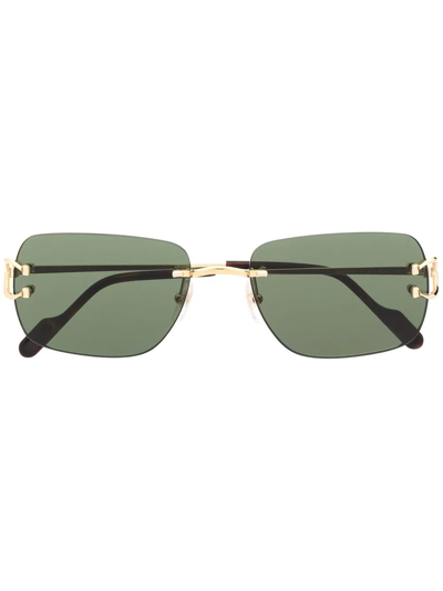 Cartier Rectangle-frame Sunglasses In Gold