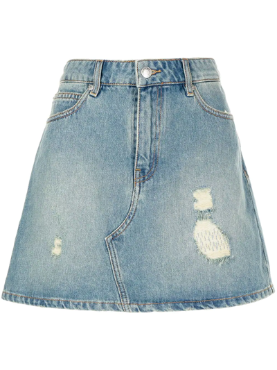 Zadig & Voltaire Juice High-waisted Distressed Denim Mini Skirt In Light Blue
