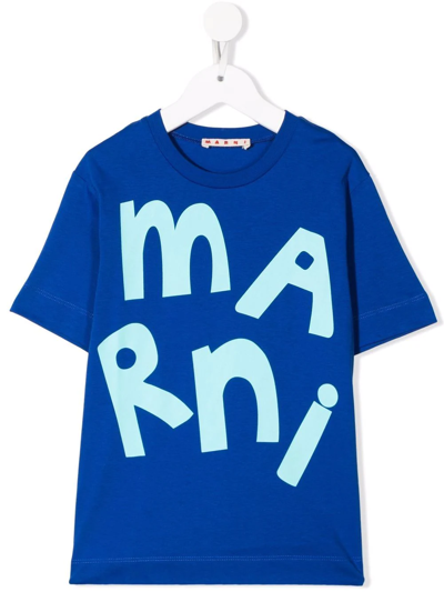 Marni Blue T-shirt For Kids With Logo