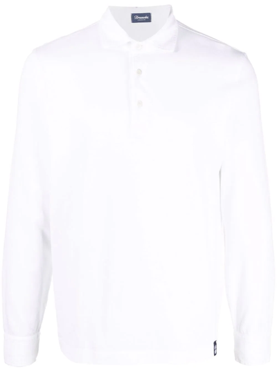 Drumohr Long Sleeve Cotton Polo Shirt In Neutro