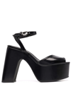 Coperni Bridge Snakeskin Platform Sandals In Black