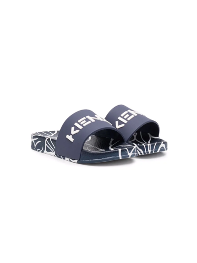 Kenzo Kid's Logo Pool Slide Sandals, Toddlers In 848-navy