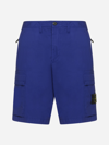 Stone Island Stretch Cotton Bermuda Shorts In Blue