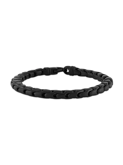 Esquire Men's Jewelry Men's Black Ion-plated Stainless Steel Curved Link Bracelet