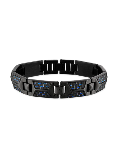 Esquire Men's Jewelry Men's Black Ion-plated Stainless Steel Carbon Fiber Link Bracelet