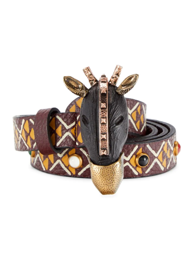 Valentino Garavani Women's Wood & Bronze Sculptural Leather Belt In Rubin