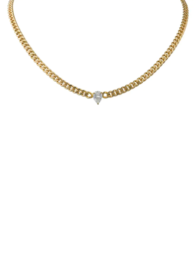 Cz By Kenneth Jay Lane Women's Look Of Real 14k Goldplated & Cubic Zirconia Link Chain In Brass