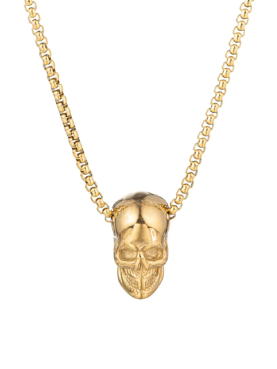 Eye Candy La Men's Luxe Goldtone Titanium Skull Pendant Necklace In Neutral