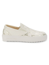 Valentino By Mario Valentino Women's Regina Monogram Sawtooth Leather Slip-on Sneakers In Red