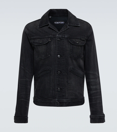 Tom Ford Stretch-cotton Moleskin Trucker Jacket In Black