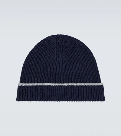 Brunello Cucinelli Ribbed Cashmere Beanie Turn-up Brim In Multi