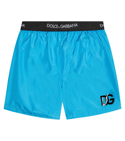 Dolce & Gabbana Kids' Boys Blue Logo Swim Shorts In Turchese 3