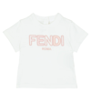 FENDI BABY LOGO-EMBROIDERED COTTON T-SHIRT