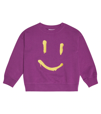 Molo Kids' Smiley-print Organic-cotton Sweatshirt In Purple