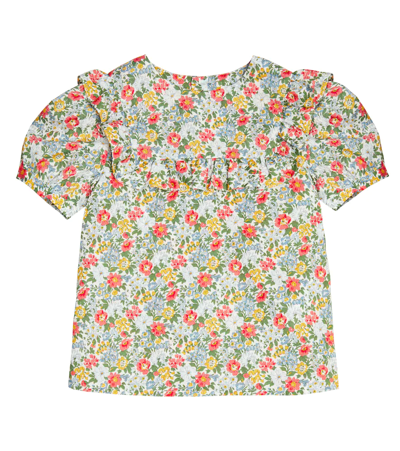 Bonpoint Kids' Floral Cotton Top In Blue