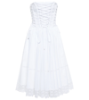 Dolce & Gabbana Cotton Stretch Strapless Corset Dress In Bianco Ottico