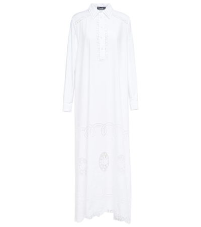 Dolce & Gabbana Embroidered Poplin Kaftan In Bianco Ottico