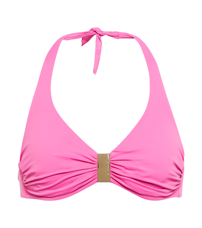 Melissa Odabash Provence Embellished Halterneck Bikini Top In Fuchsia