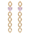 NADINE AYSOY CATENA LONG HEART 18KT GOLD EARRINGS WITH PINK SAPPHIRES