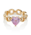 NADINE AYSOY CATENA PETITE HEART 18KT GOLD RING WITH TOPAZ
