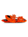 Marni Fussbett Two-buckle Calf Hair Sandals In Orange
