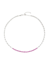 ADRIANA ORSINI WOMEN'S REVELRY RHODIUM-PLATED, CUBIC ZIRCONIA & SYNTHETIC RUBY TENNIS NECKLACE