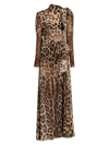 Dolce & Gabbana Silk Leopard Print Tie Maxi Dress In Leo New