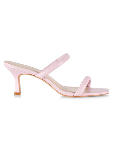 Saks Fifth Avenue Two-strap Heeled Leather Sandals In Blush