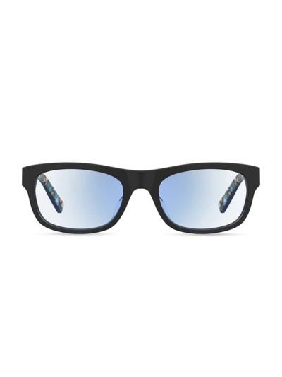 Kate Spade Evie 51mm Rectangle Blue Block Optical Glasses In Black