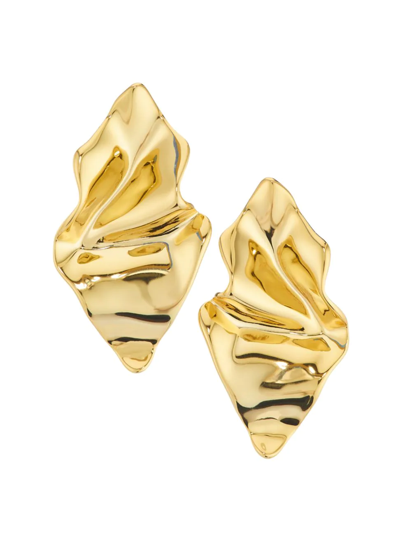 Alexis Bittar Small Crumpled 14k Goldplated Post Earrings