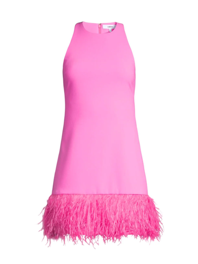 Likely Cami Feathered-hem Sleeveless Mini Dress In Pink Sugar