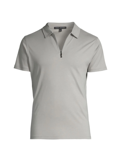 Robert Barakett Georgia Zip-placket Polo In Griffin Grey