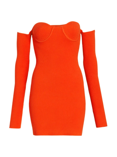 Helmut Lang Contour Sweetheart-neck Mini Dress In Orange