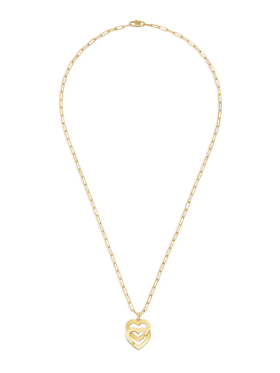 Dinh Van 18k Yellow Gold Double Coeurs Heart Pendant Necklace, 17.7